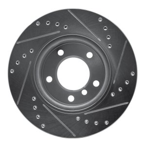 BMW 120i Brake Rotor (1) - Front Left - R1 Concepts - Drilled & Slotted - Silver - `05-`07